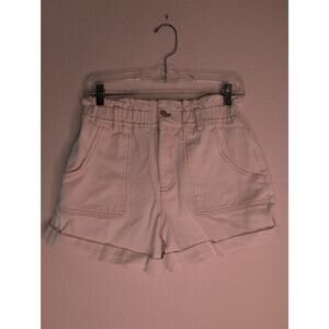 Bohme Paperbag Waist Denim Shorts High Rise Rolled Cuff S Nautical Preppy *READ